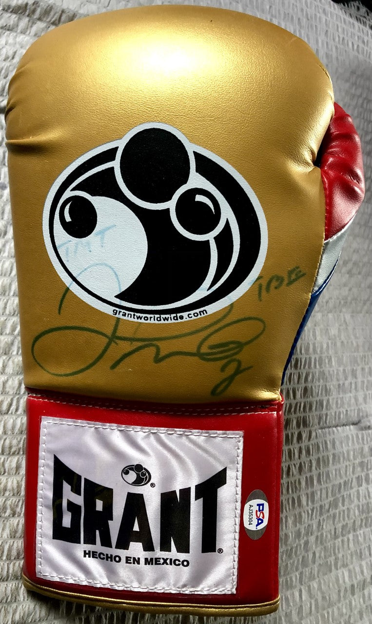Floyd Mayweather Jr. Autographed Gold Grant signed Boxing Glove PSA/DNA