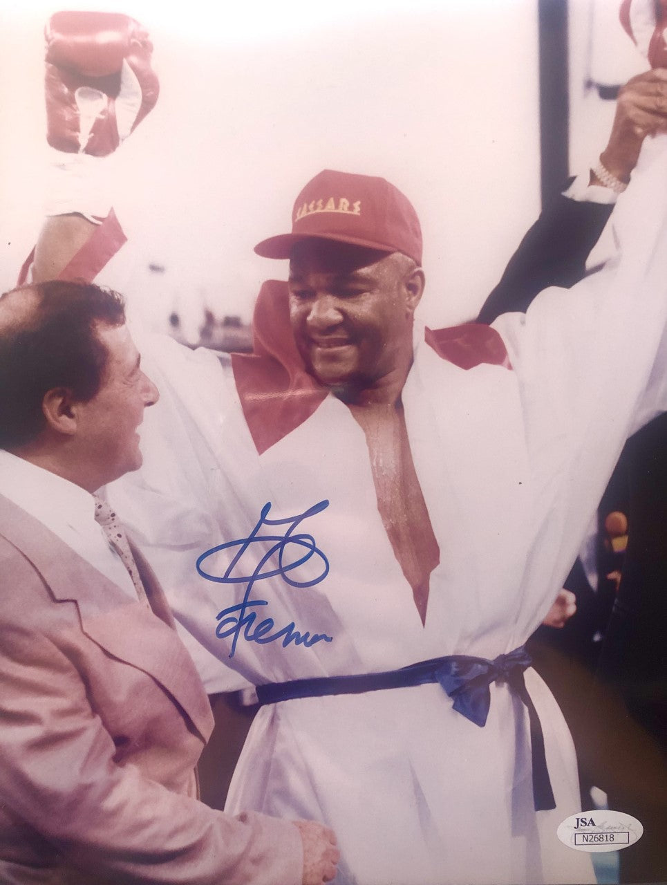 George Foreman Autographed signed everlast Red Boxing glove Bold Signature JSA Cert