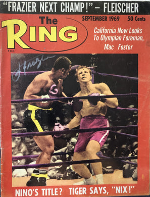Joe Frazier Signed Autographed Rare Ring Magazine in silver signature JSA certified