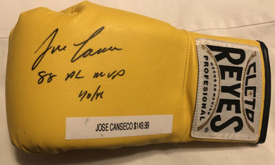 Jose Canseco Autographed signed Reyes yellow Rare Boxing glove Certified