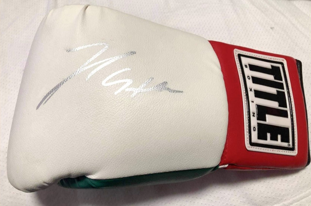 Julio Cesar Chavez Sr. silver Signed Autographed Mexican Flag Boxing Glove