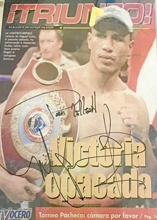 Miguel Cotto autographed black 10x12 signature signed mounted photo