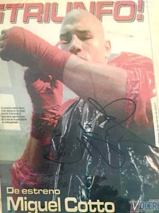 Miguel Cotto autographed authentic 10x12 black signature signed mounted photo