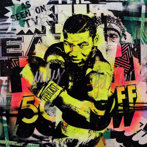 Mr Brainwash Print on Canvas Graffiti art wall decor Mike Tyson Boxing 28x36