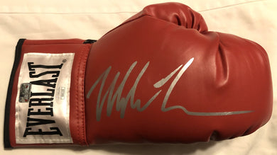 Mike Tyson Autographed Red Silver Everlast Boxing Glove JSA Certified