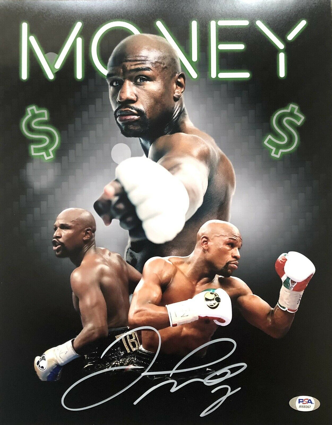 Floyd Mayweather Autographed/Signed 11X14 Money Photo PSA Signed In Silver
