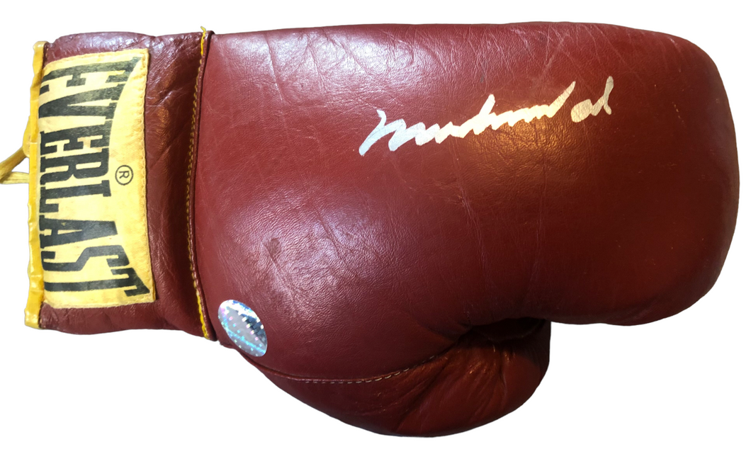 Muhammad Ali Autograph in Silver Signed Brown Vintage Boxing Glove Certified