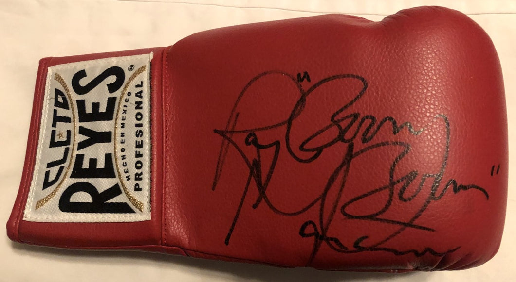 Ray Boom Boom Mancini Autographed Reyes Red Boxing Glove JSA