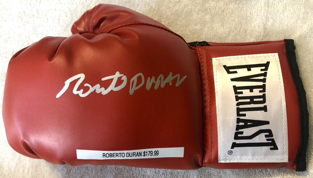Roberto Duran Autographed Silver Signed Red Everlast Boxing Glove