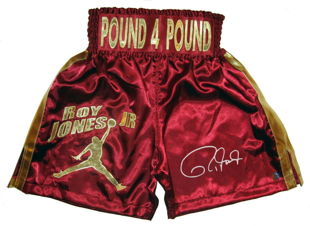 Roy Jones Jr., Autographed Custom Painted Boxing Trunks with ASI Certified, Picture Proof!
