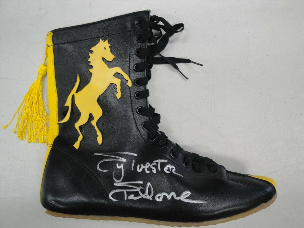 Sylvester Stallone Hand Signed Autographed Black / Yellow Boxing Shoe OA COA