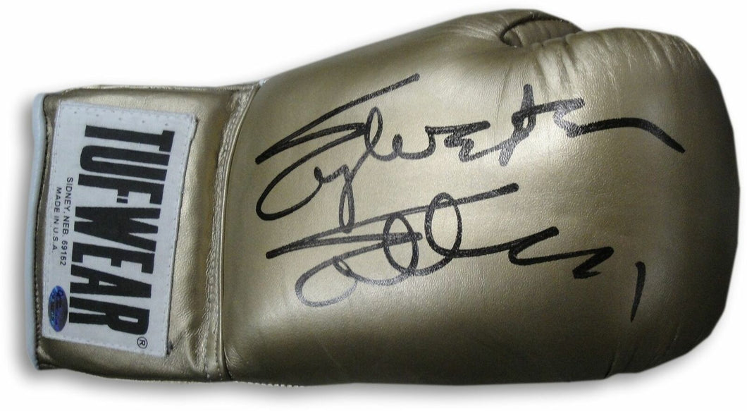 Sylvester Stallone Hand Signed Autographed Gold Tuf-Wear Boxing Glove OA COA
