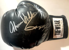 Sugar Ray Leonard and Roberto Duran, Hearns Autographed TUFFWEAR Black Boxing Glove in Silver