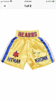 Tommy Hitman Hearns Rare Autographed Signed Boxing Trunks Authentic certified.