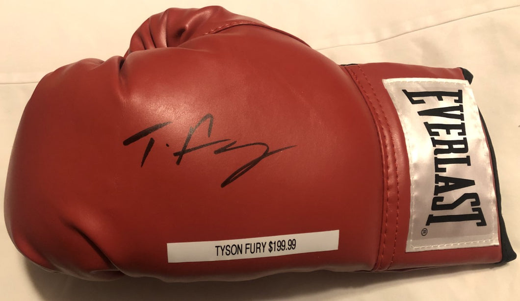 Tyson Fury Signed Red Everlast Boxing Glove Fury Boxing Autograph Memorabilia