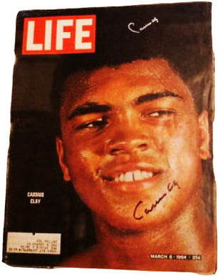Cassius Clay Super rare Life Magzine Autographed twice and dual OA authenticated