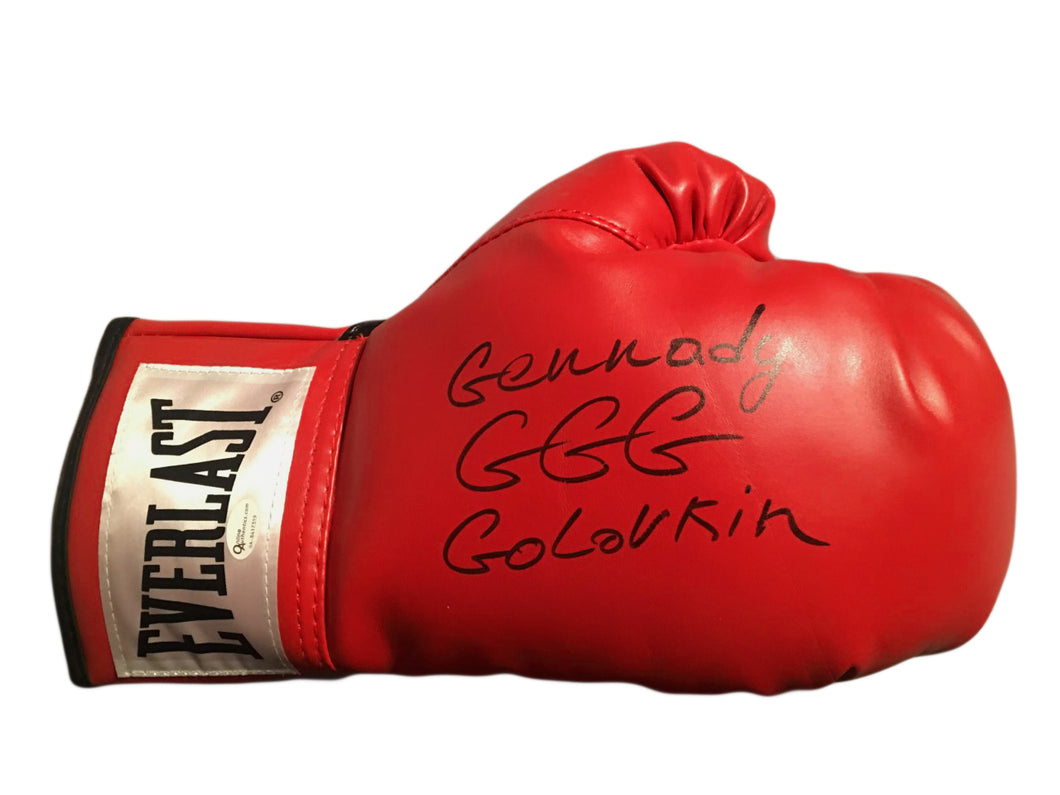 Boxer Gennady Golovkin Autographed Everlast Gold Boxing Glove in Black Signature