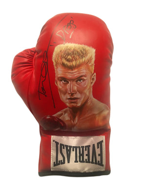 Dolph Lundgren Hand Painted and Autographed Everlast Boxing Glove Inscribed 