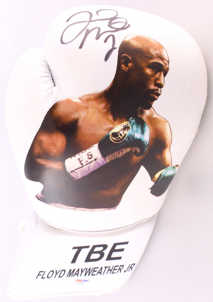 Floyd Mayweather Jr. Signed TBE Photo Boxing Glove PSA COA