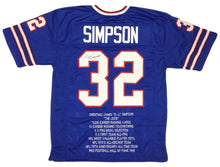 O.J. Simpson Signed Bills Career Highlight Stat Jersey (JSA COA)