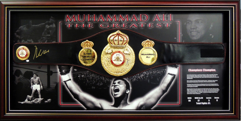 Muhammad Ali Autographed WBA Championship Full Size Belt, Framed, Online Authentics authentication