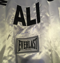 Muhammad Ali Autographed Custom Made White Boxing Robe signed in Blue