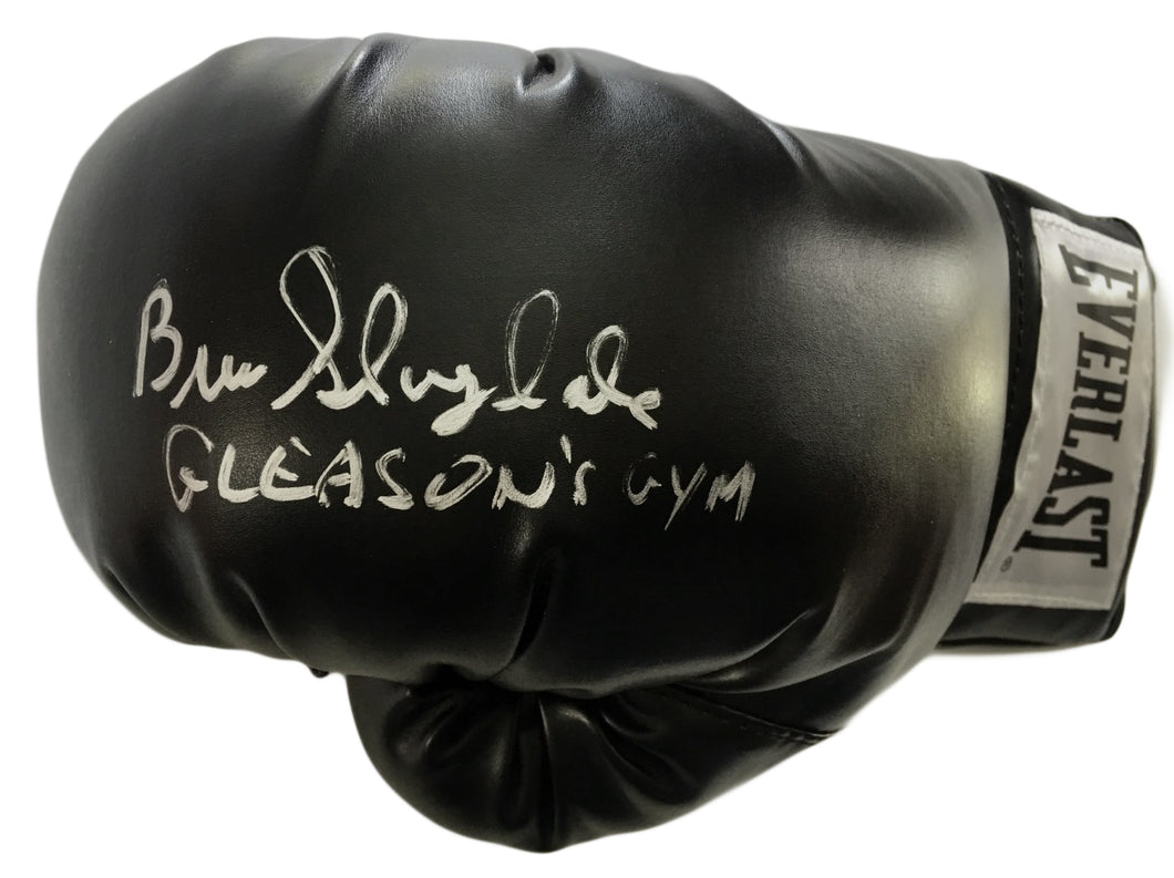 Gleason's Gym Owner Bruce Silverglade Autographed Everlast Black Boxing Glove in Silver Signature