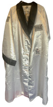 Cassius Clay Autographed Custom Made White Boxing Robe signed in Black, Steiner Card