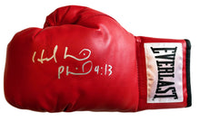 Evander Holyfield Autographed Red Everlast Boxing Glove in Silver