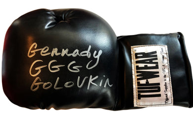 Boxer Gennady Golovkin Autographed Black Boxing Glove in Silver Signature JSA