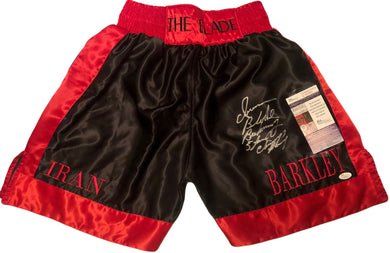 Iran Barkley hand made custom Signed Boxing Trunks JSA Certified