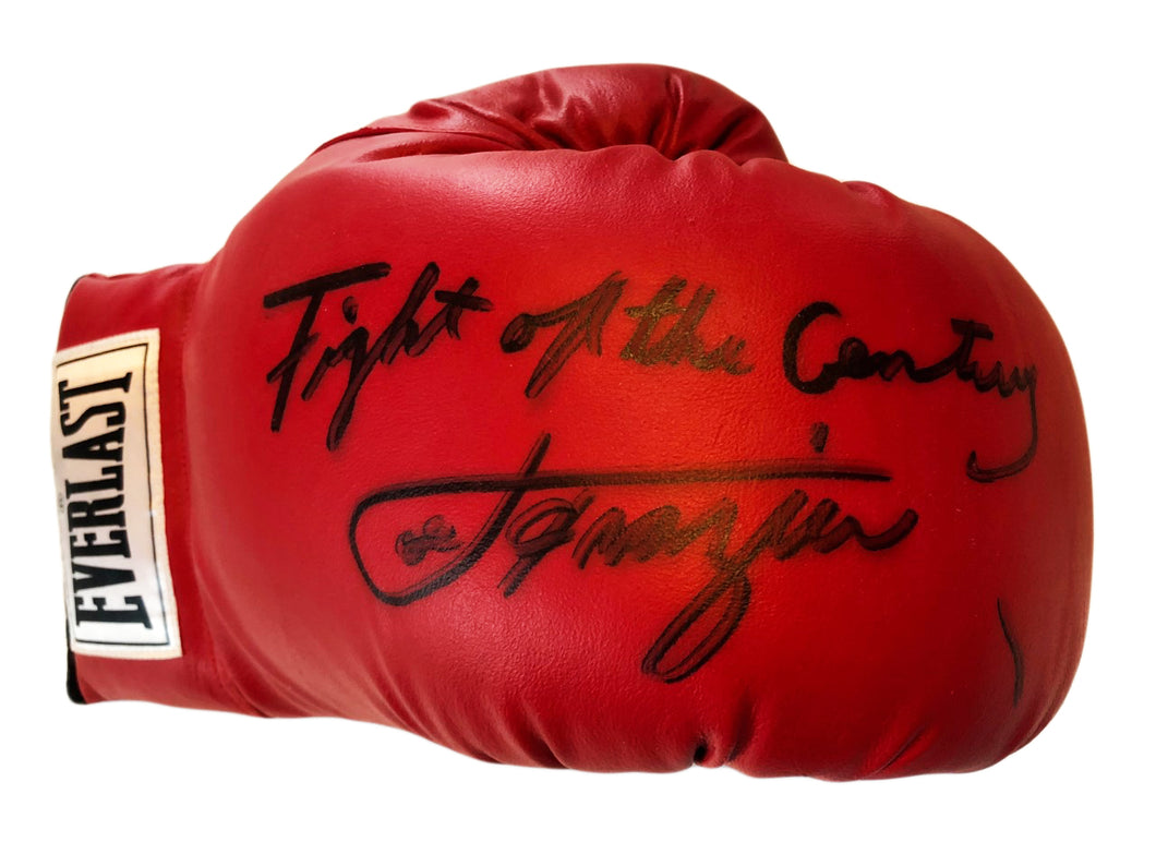 Smokin Joe Frazier Autographed red everlast boxing glove with Rare inscription