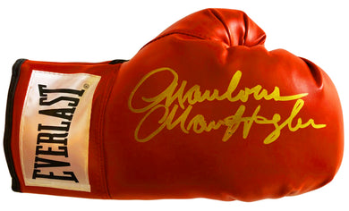 Marvin Hagler Autographed Red Everlast Boxing Glove in Rare Gold