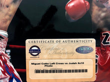 Miguel Cotto Autographed 8 x 10 Steiner certified boxing photo vs Zab