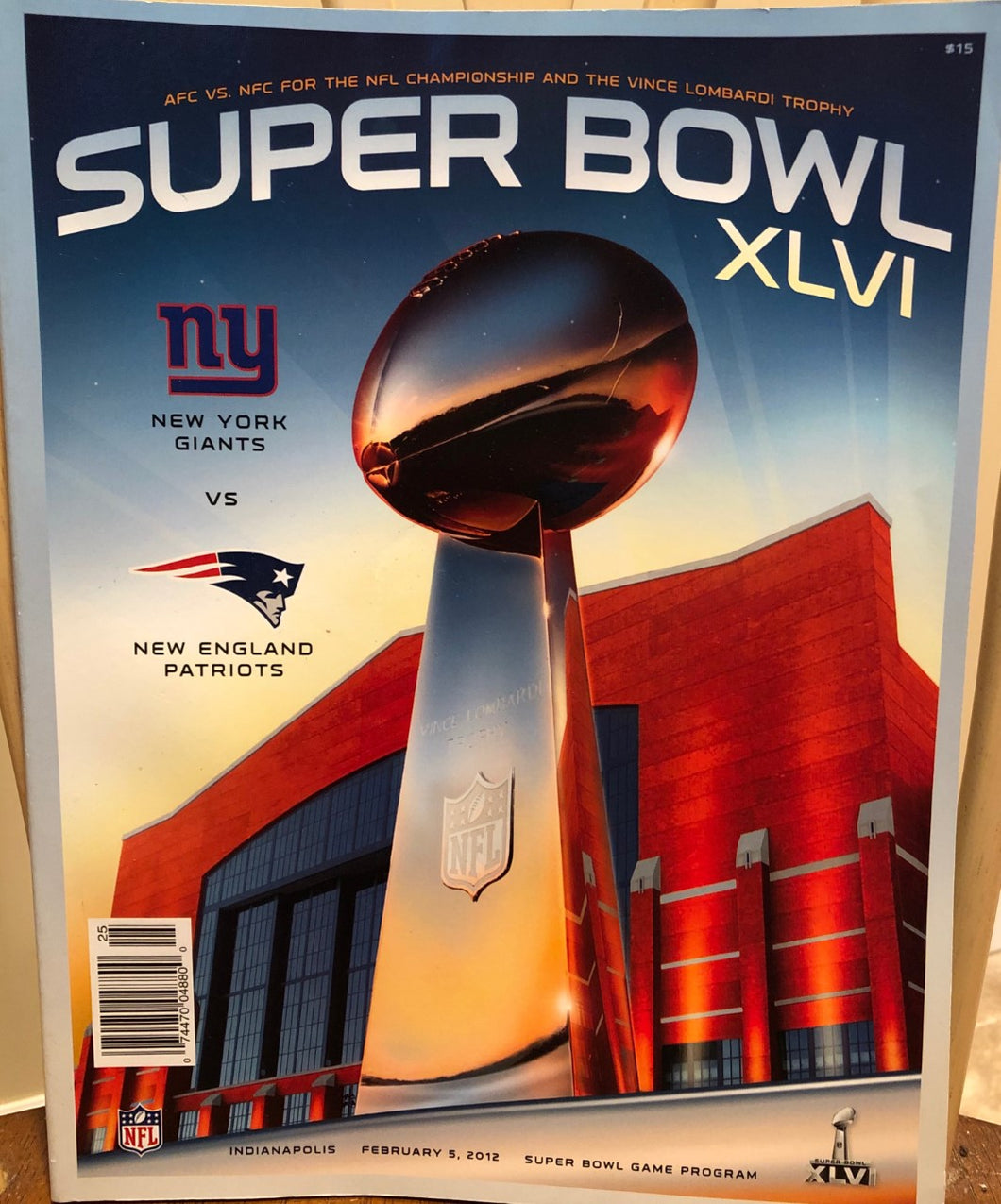 NY Football Giants vs Patriots 2015 Official Yearbook NFL program magazine