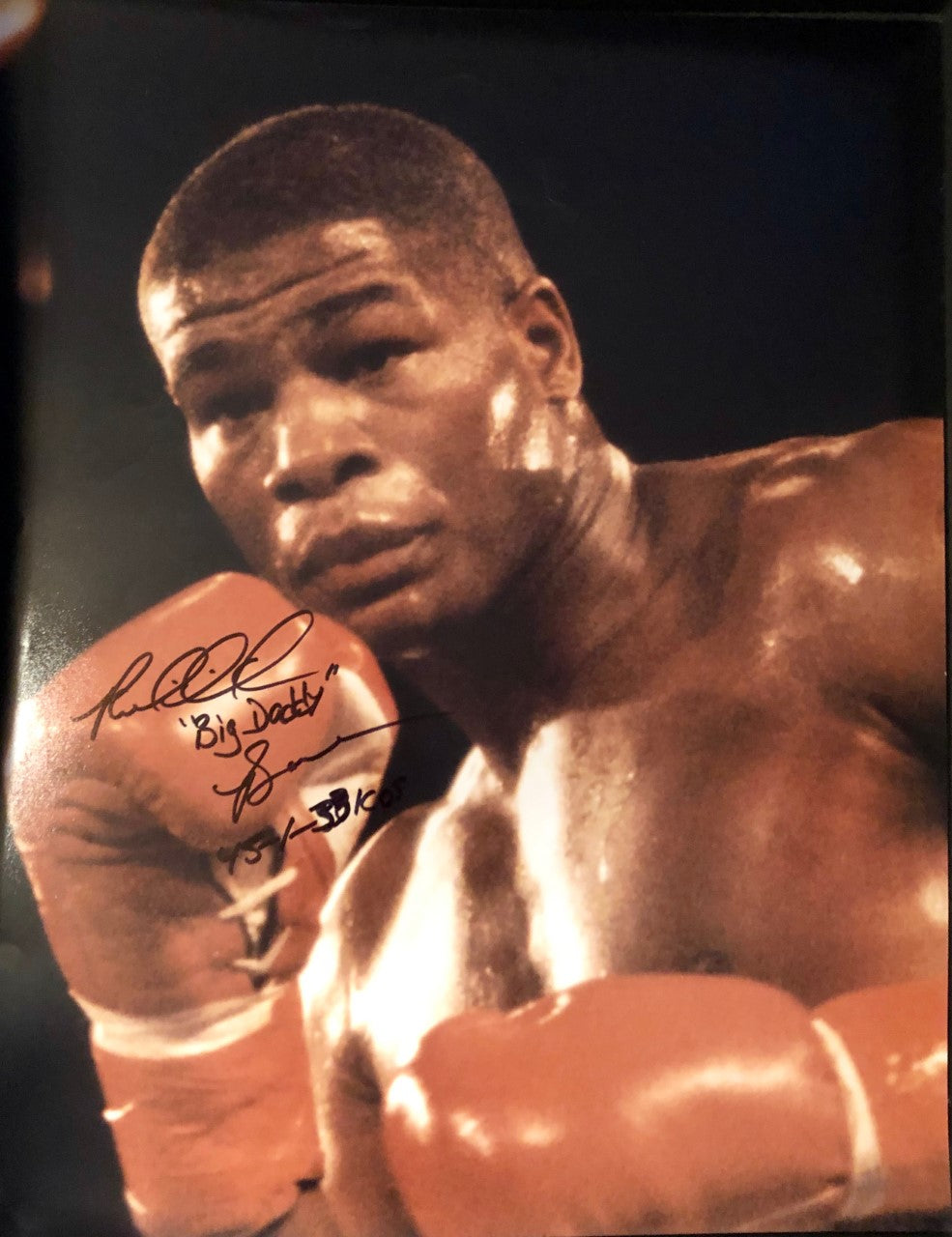 Riddick Bowe Autographed Photo 16x20 with Extra Box Record inscription