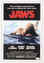 Susan Backlinie Signed "Jaws" 11x17 Movie Poster Inscribed "Chrissie" and "1st Victim"