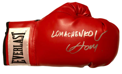 Vasyl Lomachenko Rare Autographed Everlast Red Boxing Glove in Silver Full Signature