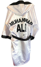 Muhammad Ali Autographed Custom Made White Boxing Robe signed in Black