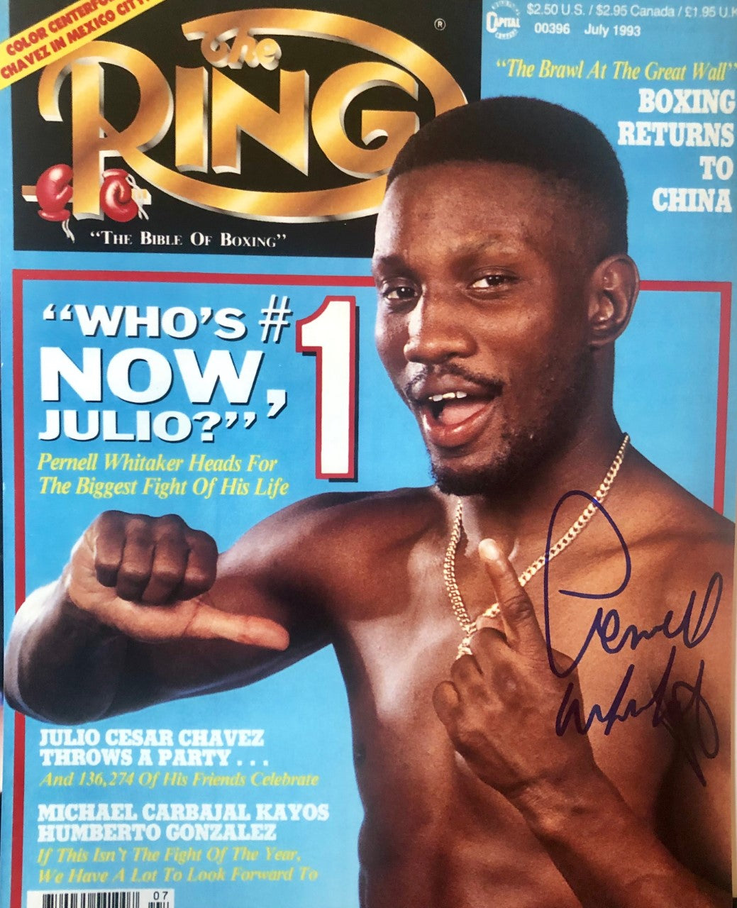 Pernell Whitaker Signed 8x10 Photo of the Champ on the Ring Magazine Cover