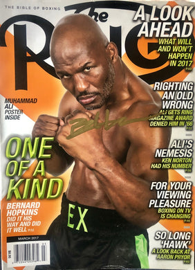 Boxer Bernard Hopkins Autographed Ring Magazine in Gold Signature,
