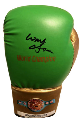Vasyl Lomachenko Full Autographed Custom Green Boxing Glove in Black Signature