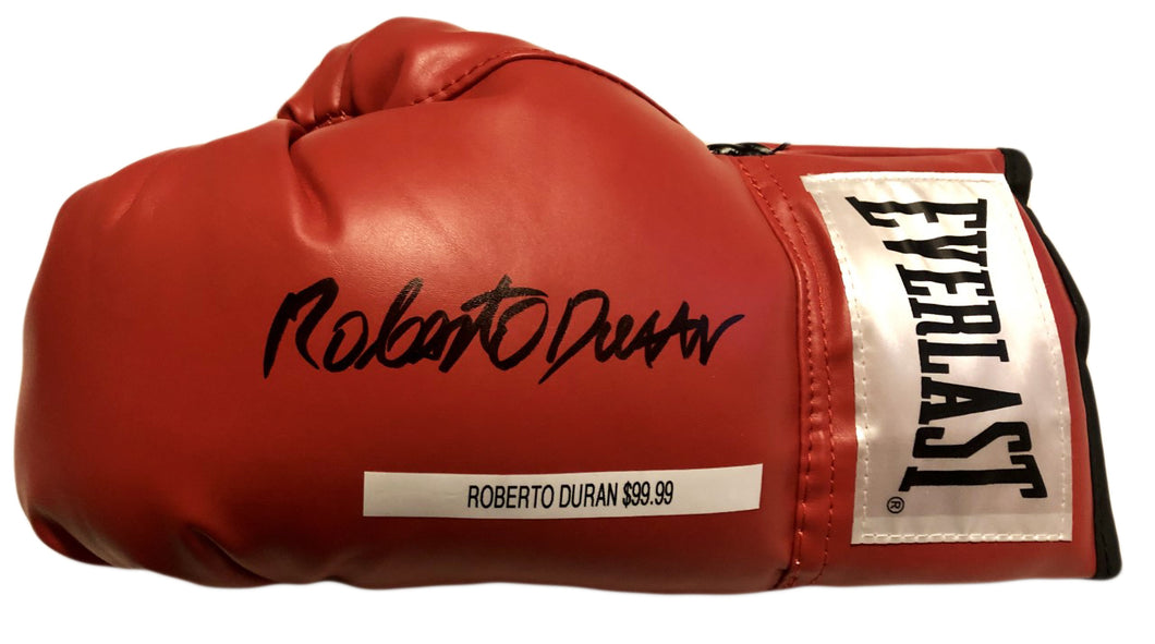 Roberto Duran Autographed Signed Red Everlast Boxing Glove large signature