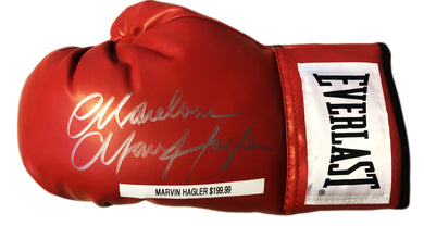 Marvin Hagler Autographed signed in silver Red Everlast Boxing Glove