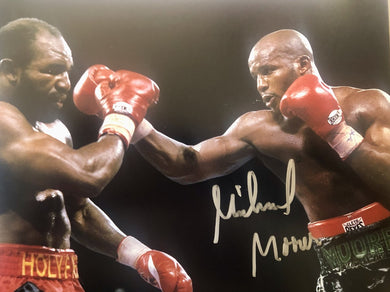 Michael Moore Signed Autographed 8x10 boxing photo vs Evander Holyfield