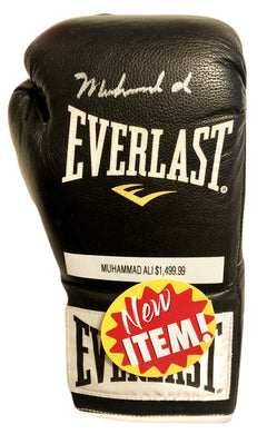 Muhammad Ali Autographed Black Everlast Old Vintage Boxing Gloves, Rare!