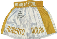 Roberto Duran Signed Custom made "Hands of Stone" Boxing Trunks (Beckett COA cert)