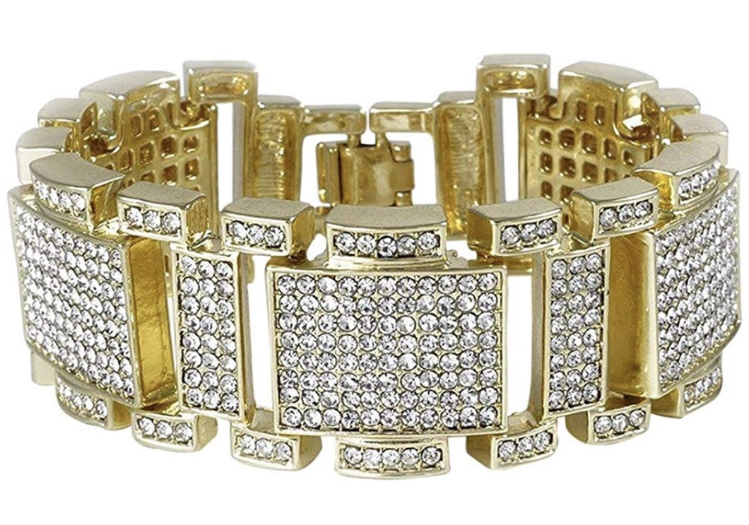 Iced Gold finish Bling Bracelet - Men's Hip Hop Jewelry