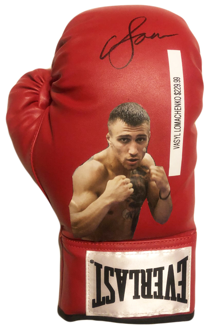 Vasyl Lomachenko New Rare Autographed Everlast Red Boxing Glove in Black Signature JSA