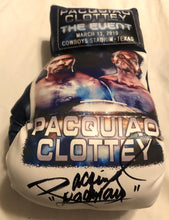 Pacquiao vs Clottey Autographed and silk screen Custom Boxing Glove